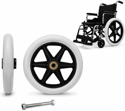 2Pcs 6 Inch Replacement Wheelchair Wheels for Karman KM-3520.2,Wear-Resistant PU Tires Bearing Inner Diameter 0.8 cm Front Wheels,Grey