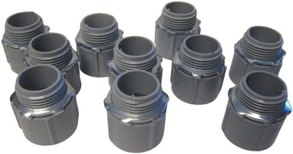 3/4 Inch PVC Male Terminal Adapter with Lock Nut Pack of 10 Threaded Conduit Fittings