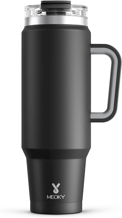 40 oz Tumbler with Handle and Straw, Insulated Tumbler with Lid and Straw, Stainless Steel Travel Mug, Keeps Cold for