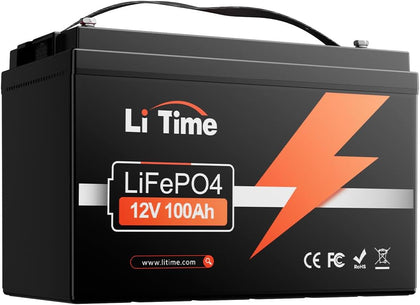 12V 100Ah LiFePO4 Battery, Group 31 Lithium Batteries for RV, Marine | 100A BMS, Max. 15000 Cycles, IP65 Waterproof