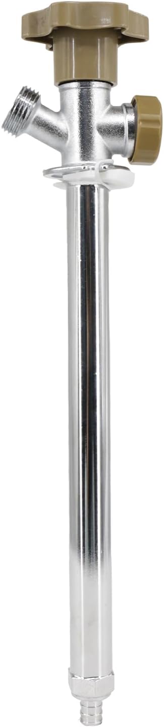 10-inch Anti-Siphon Frost Free Sillcock, Quater Turn 3/4-Inch Hose Bibb x 1/2-Inch PEX End,No Lead Brass Valve Frost