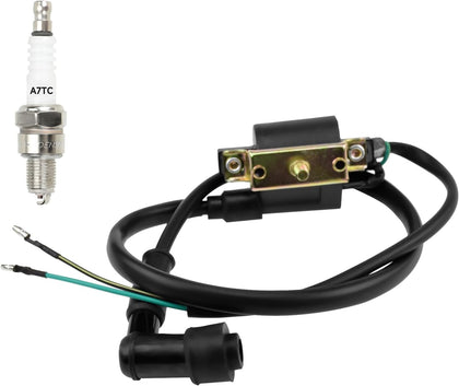 Ignition Coil and A7TC Spark Plug for Coolster 125cc 110cc 90cc 70cc 50cc Taotao DB10 Cheetah Roketa Baja Kazuma