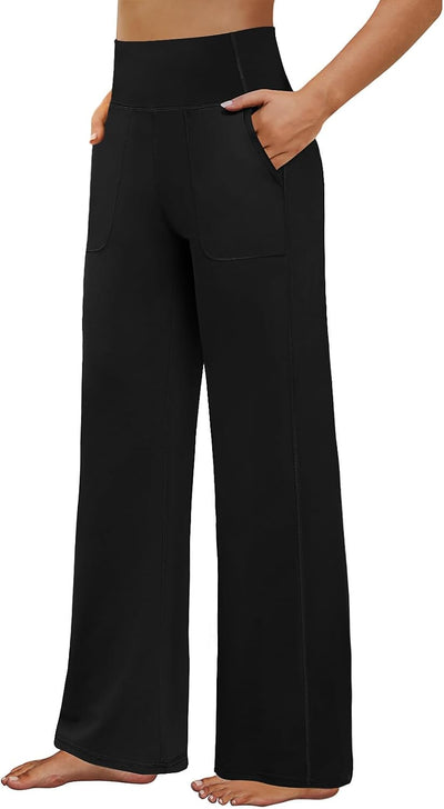 Yoga Pants Women High Waist Wide Leg Pants with Pockets