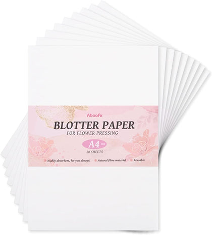 20 Sheets Blotting Paper for Flower Press, Large 8.26 x 11.8 inch A4 Highly Absorbent and Reusable Blotter Papers for
