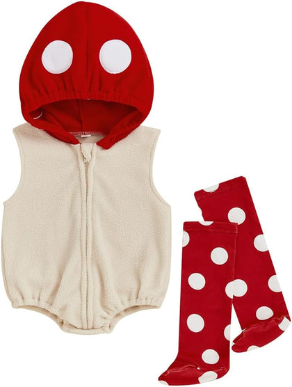 Infant Toddler Baby Boys Girls Halloween Costume Sleeveless Hoodie Romper Bodysuit and Leg Warmers Outfit Set
