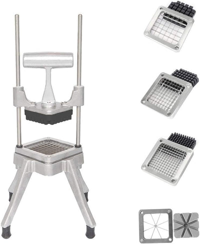Commercial Vegetable Chopper French Fry Cutter with 4 Sizes Blades, Potato Dicer Slicer Fruit Chopper Stainless Steel