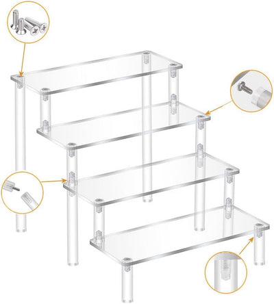 4 Tier Acrylic Display Riser, Clear Perfume Organizer Stand, Cupcake Stand Holder, Dessert Table Display Shelf, Skin