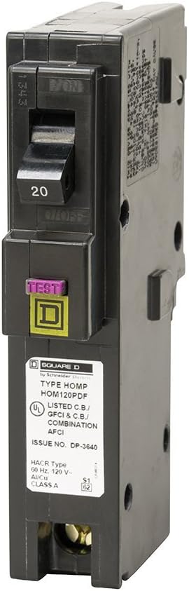 Square D by Schneider Electric 🏆4-Pack Premium HOM120PDFC Homeline Plug-On Neutral 20 Amp Single-Pole Dual Function (CAFCI and GFCI) Circuit Breaker