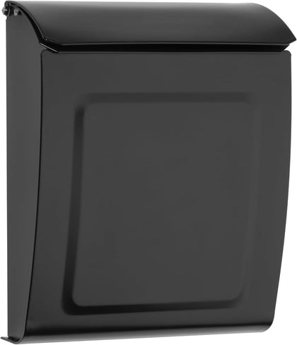 Aspen Locking Wall Mount Mailbox, Black, Small | Galvanized steel build with a concealed lock and key drop box and