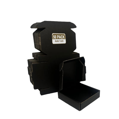 Small Shipping Boxes 4x4x1, Set of 50, Black Corrugated Cardboard Box (YD441-50BK)