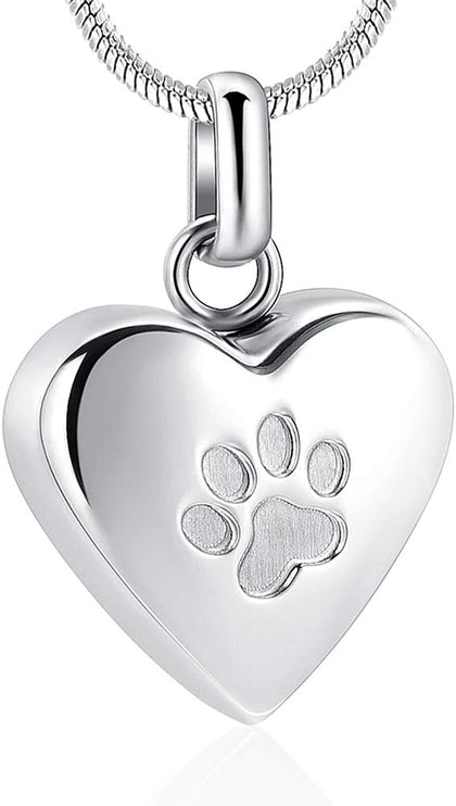 Pet Cremation Jewelry for Ashes Pendant Paw Print Pet Heart Urn Necklace Memorial Keepsake Jewelry for