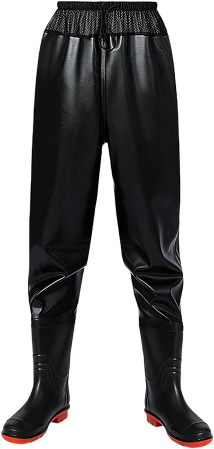 Fishing Waders for Men Women, Breathable Waist Wader Pants Waders with Boots, Waterproof Bootfoot Waders Black