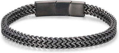 Mens Bracelet-Stainless Steel Magnetic Clasp Franco Chain Bracelets for Men