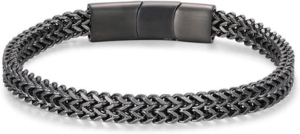 Mens Bracelet-Stainless Steel Magnetic Clasp Franco Chain Bracelets for Men