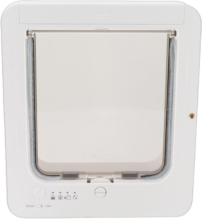 Smart Cat Door for Interior & Exterior, Automatic Sensing Microchip Dog Door with 2 Collar Sensor & 4 Way Locking