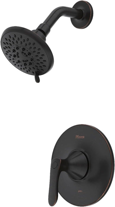 Pfister Weller Shower Trim Kit 1-Handle Multi-Function Shower Head System with 5 Spray Modes Rain Massage Champagne Invigorating Tuscan Bronze Finish Valve Not Included LG897WRY