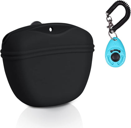 Dog Clicker Training Kit,Silicone Dog Training Treat Pouch and Dog Clickers,Dog Treat Bag with Clicker Training for