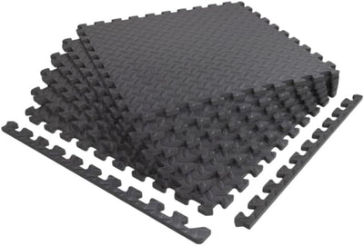 Diamond-Plate EVA Foam Gym Floor Tiles, Gray, 6-Pack