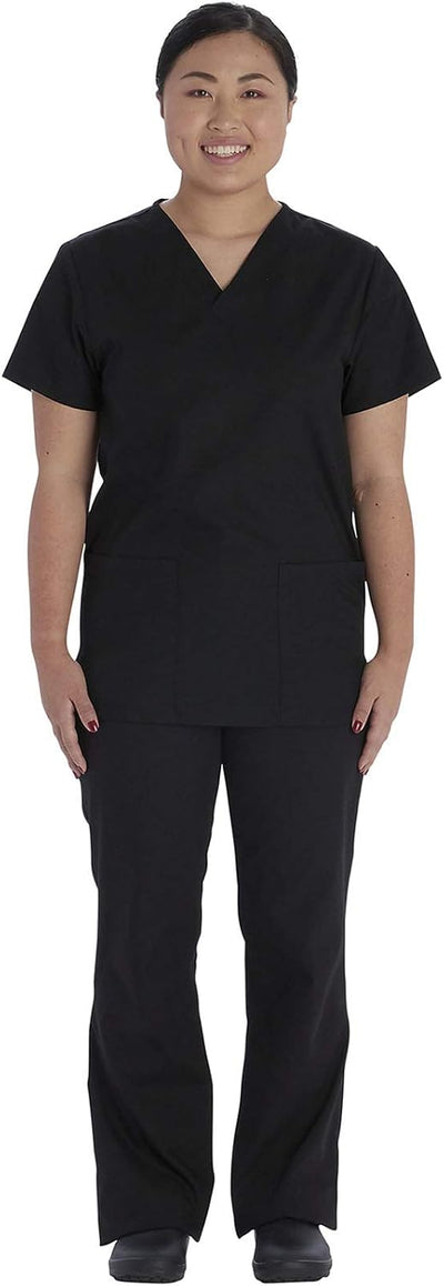 Unisex Scrub Sets V-Neck Shirt with Drawstring Pants