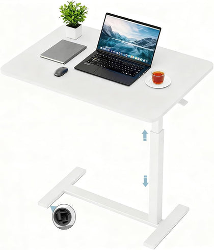 Overbed Bedside Table with Wheels,Height Adjustable Bedside Table for Recliner,Rolling Standing Desk for Home