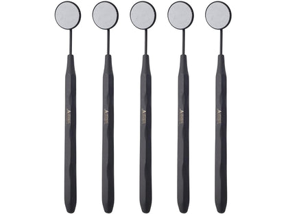Dental Mirror Stainless Steel Matte Black, Set of 5 Dental Mirrors Front Surface Rhodium Plasma Coated for General
