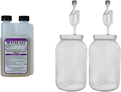 Star San 16 Ounce Brew Sanitizer and FastRack One Gallon Wide Mouth Jar Fermentation Kit (Set of 2)