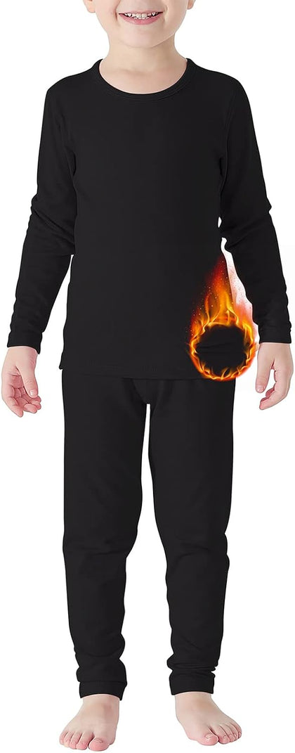 Heavyweight Thermal Underwear Base Layer Set for Boys | Fleece Lined, Moisture Wicking, 4 Way Stretch, No Itchy