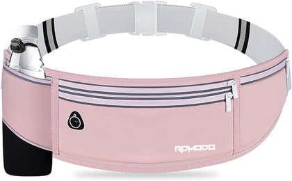 Hydration Waist Pack for Women Men for Running Outdoor, Pink | Slim Running Belt with Water Bottle Holder, 4 Pocket