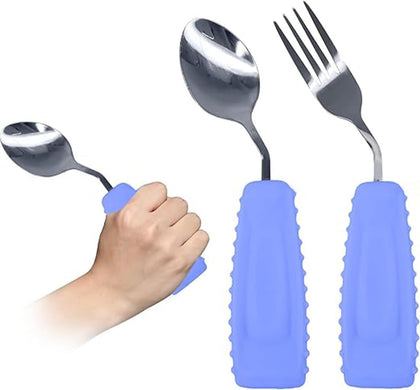 Adaptive Utensils,Weighted Angled Silverware,Parkinsons Aids,Angled Silverware Spoon and Fork Set for Elderly