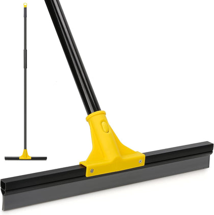 Squeegee Broom for Floor, 18'' Heavy Duty Rubber Wiper with 60'' Long Handle for Bathroom Tile, Garage Concrete