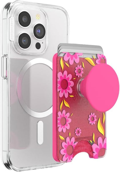 Phone Wallet for MagSafe, Phone Card Holder with Grip, Hot Pink - Pink Relief