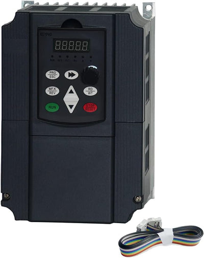 Variable Frequency Drive VFD, AC 220V/0.75KW/1.5KW/2.2KW/4KW/5.5KW/7.5KW VFD Inverter Frequency Converter with Brake for Spindle Motor Speed Regulation (1 Phase Input and 3 Phase Output)