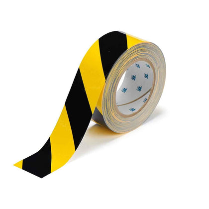 ToughStripe Floor Marking Tape - Yellow and Black, Non-Abrasive Tape - 2" Width, 100' Length - 104317,Black on Yellow
