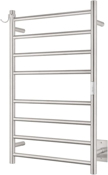 8-Bar Wall-Mounted Towel Warmer, Plug/Hardwired, 3 Timers | can be surface-mounted or flush-mounted, with