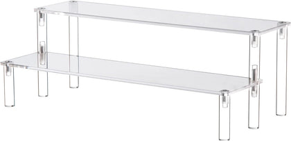 Clear Acrylic Display Riser 2 Tier Cupcake Stand Shelf for Decoration and Organizer