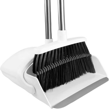 Broom with Dustpan Combo Set for Home, 52-in Long Adjustable Handle Angle Broom and Dustpan Set with Dustpan Comb