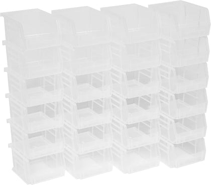 30210 AkroBins Plastic Storage Bins, 5"x4"x3", Clear, 24-Pack | Space-Saving Stackable Bins for Garage, Pantry, Craft
