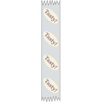 Tamper Evident Packaging Tape for Food Containers Transparent Clear Imprinted "Tasty" - 1"W x 500 ft