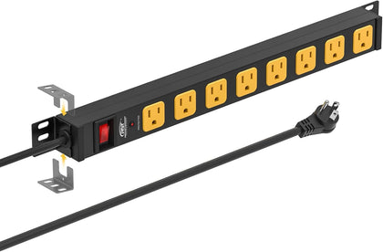 8-Outlet Heavy Duty Power Strip, Metal Surge Protector, ETL Listed | 2100J Surge Protection, Mountable Long Power Bar