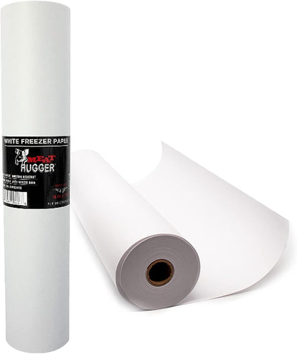 White Freezer Paper Roll - Poly Coated Moisture Resistant Freezer Paper for Meat Wrapping - Burn Resistant - 18 inch