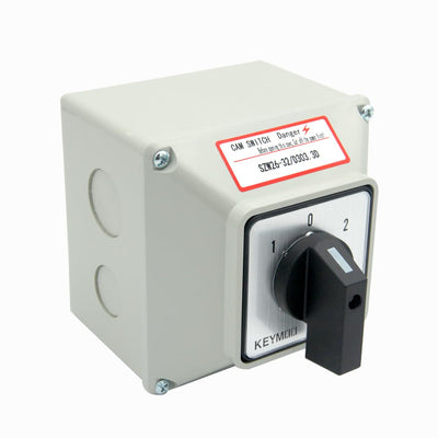 32A Rotary Changeover Switch With Exterior Box, 3 Position 3 Phase 12 Terminals, 2-Way 3NO 3NC Universal Selector, Cam Switch Box IP65, CE (30 Amp.)