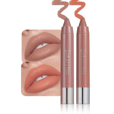 2Pcs Nuetral Nude & Coral Hydrating Cream Lipsticks Lip Crayon for Women, Moisturing Lipstick Lip Liner Crayon Set