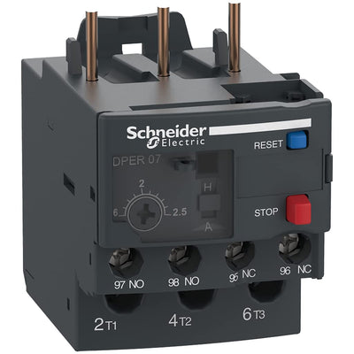 Schneider Electric DPER07 Easy TeSys Thermal Overload Relay with Manual/Automatic Reset, Screw Clamp Terminals | Used with Air Conditioner, Heat Pump, HVAC, AC Compressor and More, 1.6-2.5Amps