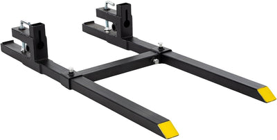 60-Inch Pallet Forks Tractor Attachments, 2000LBS Capacity Clamp-On Bucket Pallet Forks with Stabilizer Bar