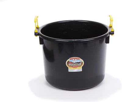 Plastic Muck Tub | Durable & Versatile Utility Bucket with Handles | Muck Bucket | Durable Handles | 40 Quart | Black