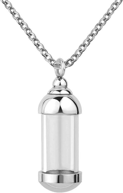 Urn Necklace for Ashes Hourglass Glass Cremation Jewelry Openable Container Pendant Vial Tube