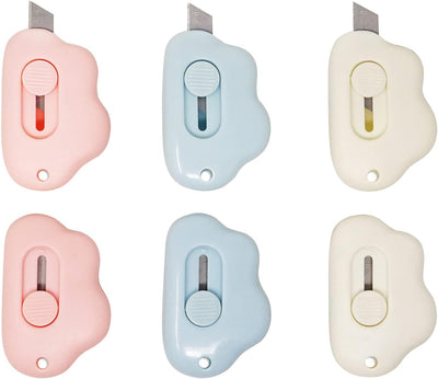 6PCS Creative Cute Cloud Mini Utility Knives Portable Art Knife Retractable Envelope Knife Letter Opener Carton