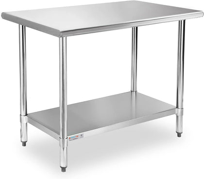 18-Gauge Stainless Steel Prep Table with Undershelf 36”x24” 3ft
