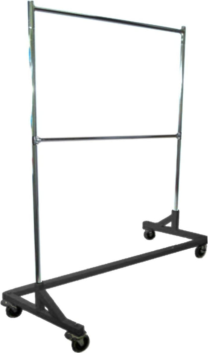 Commercial Grade Double Bar Rolling Z Rack with Nesting Black Base