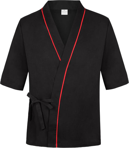Sushi Chef Coat Unisex 3/4 Sleeve Japanese Chef Kimono Restaurant Uniform for Men and Women